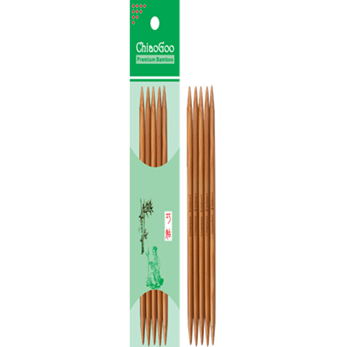 ChiaoGoo bamboo double point needles in standard size pack for knitting projects