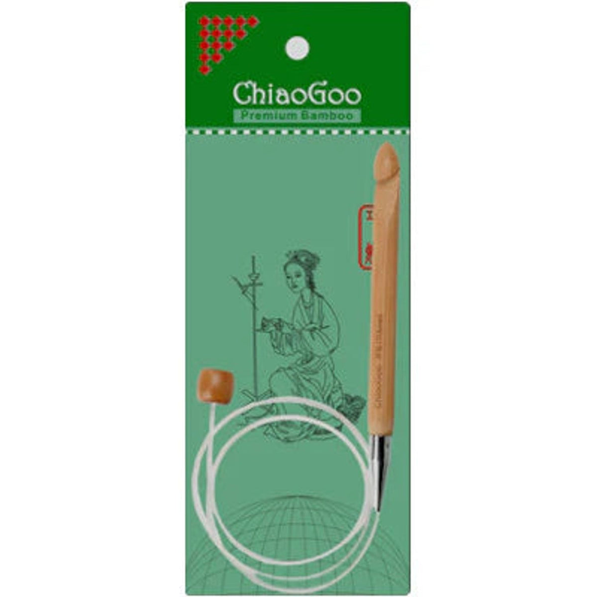 ChiaoGoo flexible Tunisian crochet hook with bamboo handle for comfortable crafting