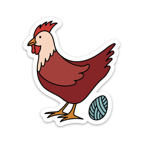 Camp Stitchwood Chicken Sticker with a Colorful Egg for Fun Decor and Gifts
