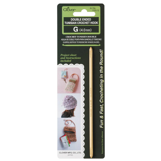 Clover Double Ended Tunisian Crochet Hook G 4.0mm with Project Sheet for Easy Crochet Crochet Hook Use