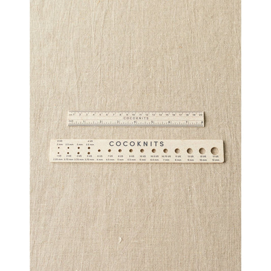 Cocoknits knitting ruler and gauge set with clear measurements for precise knitting projects
