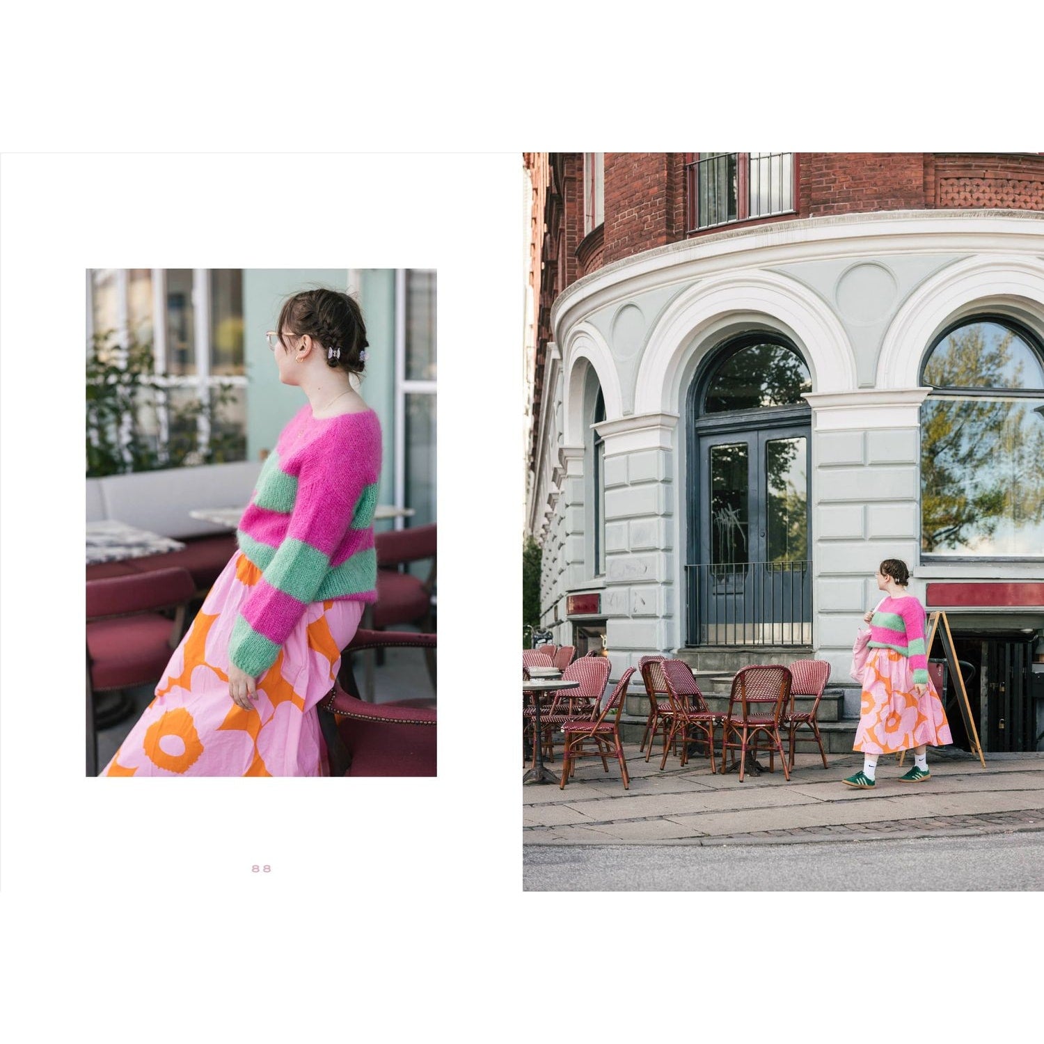 Cozy Colors Book featuring vibrant fashion and colorful outfits in a stylish outdoor setting