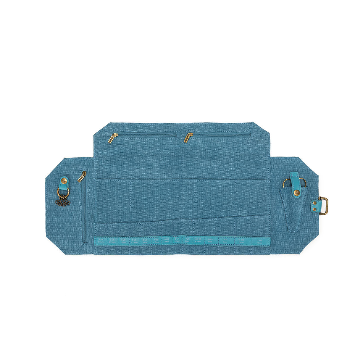 Madelinetosh della Q Maker's Canvas Needle Case- Teal in Teal — view 2 · bag