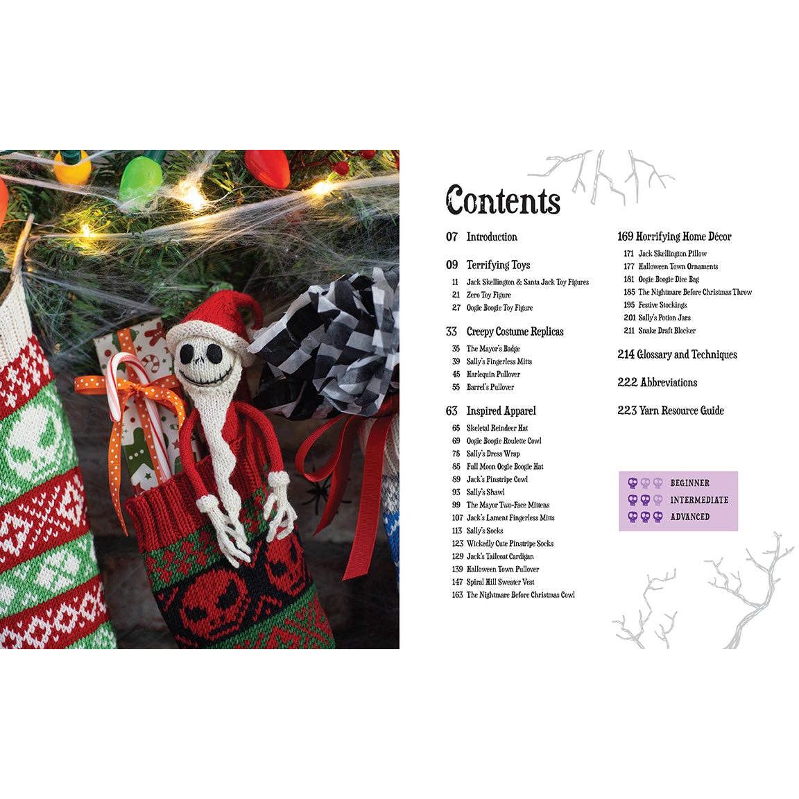 Contents page of Insight Editions book featuring Nightmare Before Christmas the movie merchandise and guides