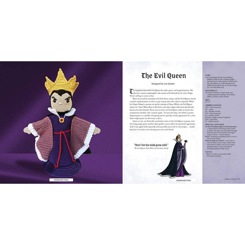 Crocheted Evil Queen Doll from Disney The Villains with detailed costume and crown