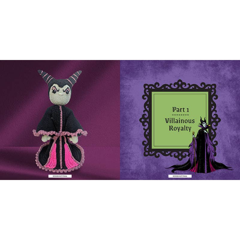 Disney the villains crochet doll of Maleficent in royal attire with a purple background
