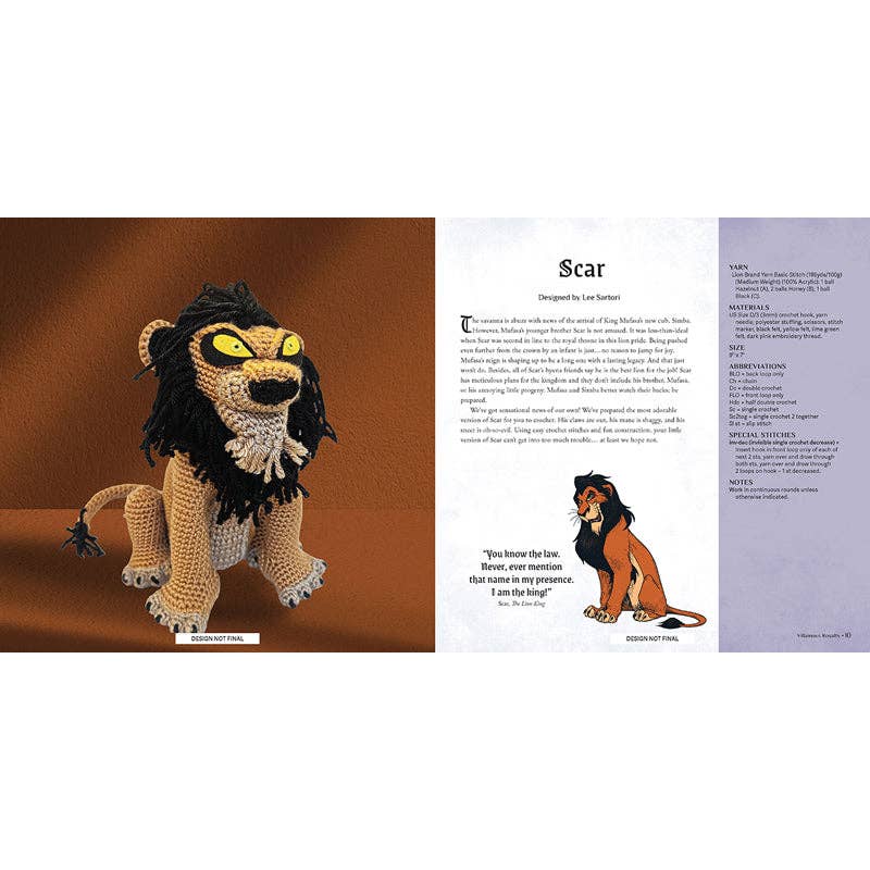 Disney the villains plush Scar from The Lion King with signature dark mane and yellow eyes