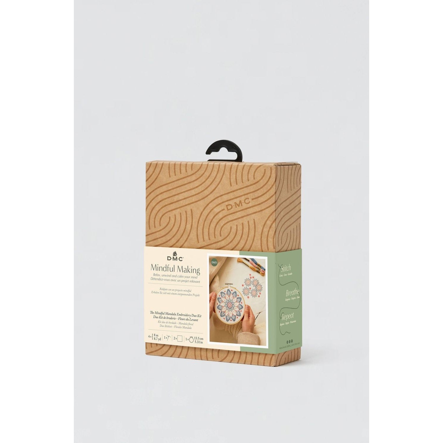 DMC Mindful Making kit embroidery packaging featuring a floral design for creative projects