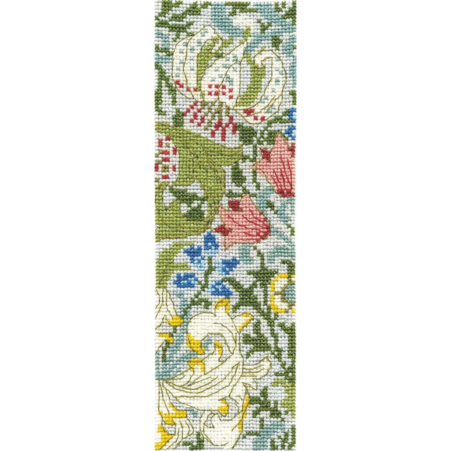 Colorful floral design in cross stitch with detailed stitches cross stitch pattern by DMC