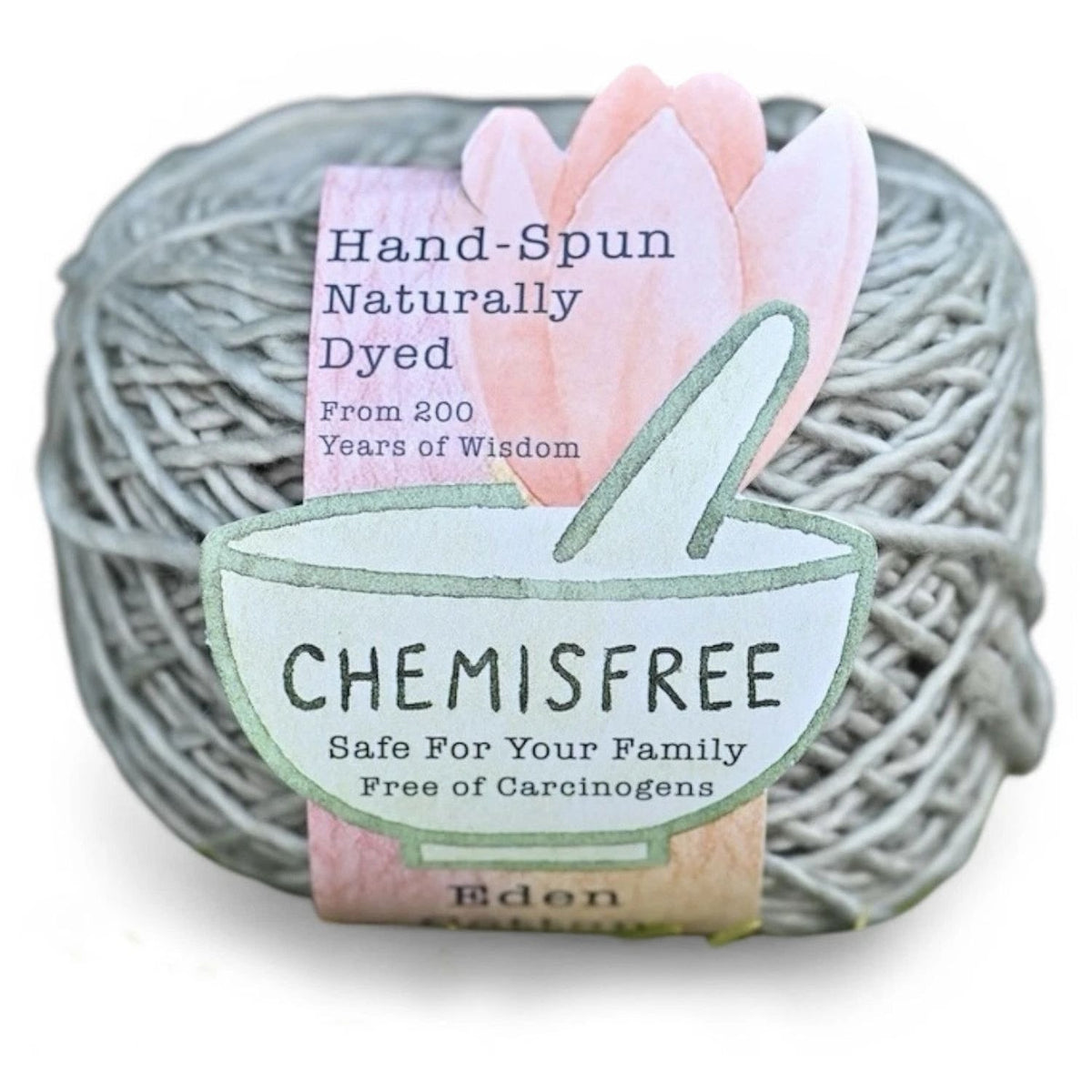 Chemisfree hand-spun naturally dyed yarn in gray featuring soft cotton fabric for crafting projects