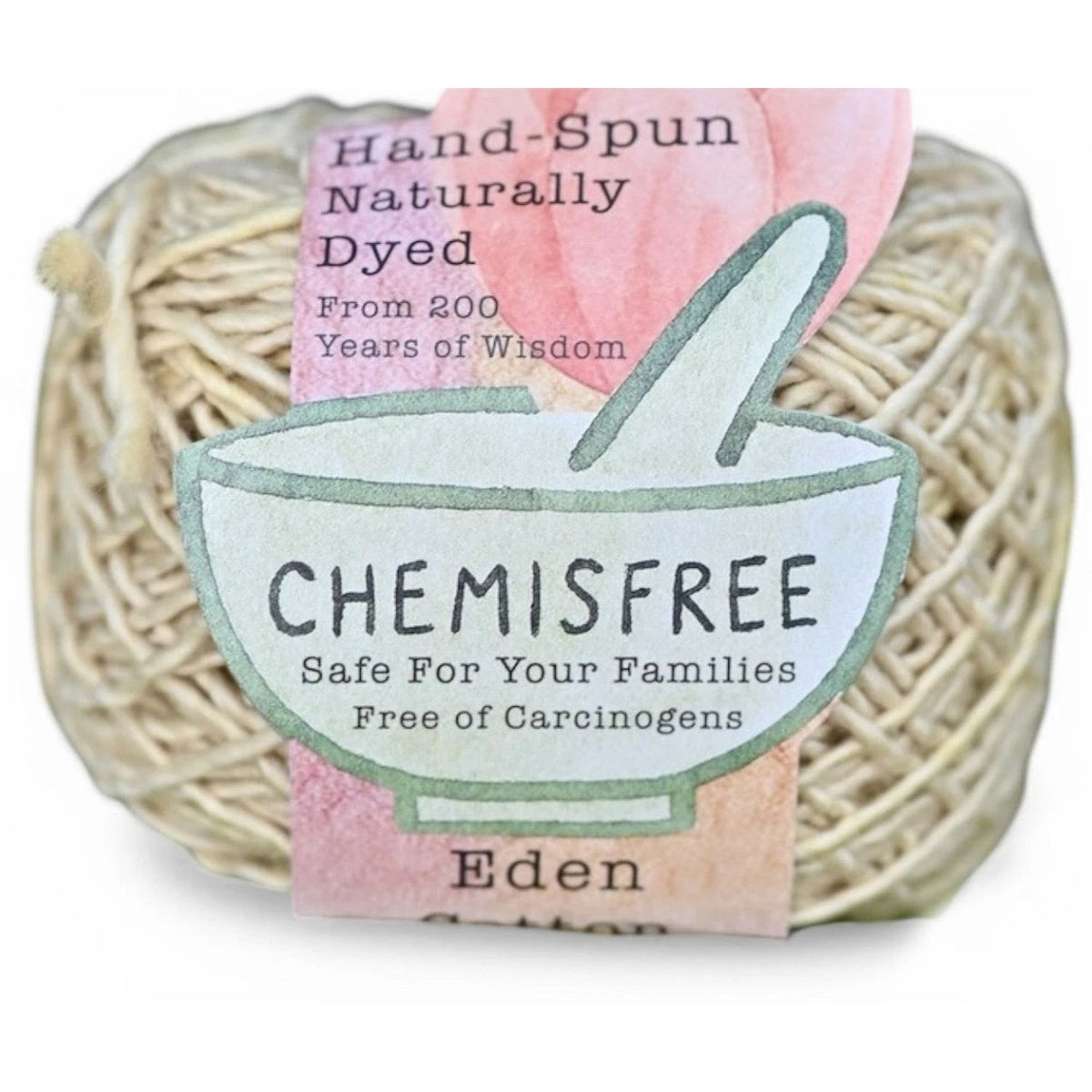 Chemisfree Hand-Spun Naturally Dyed Yarn in Eden for creating cotton fabric projects