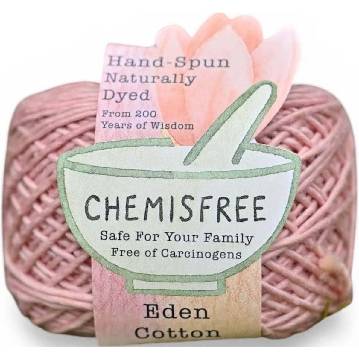 Chemisfree Eden Cotton yarn, hand-spun and naturally dyed, ideal for crafting cotton fabric projects