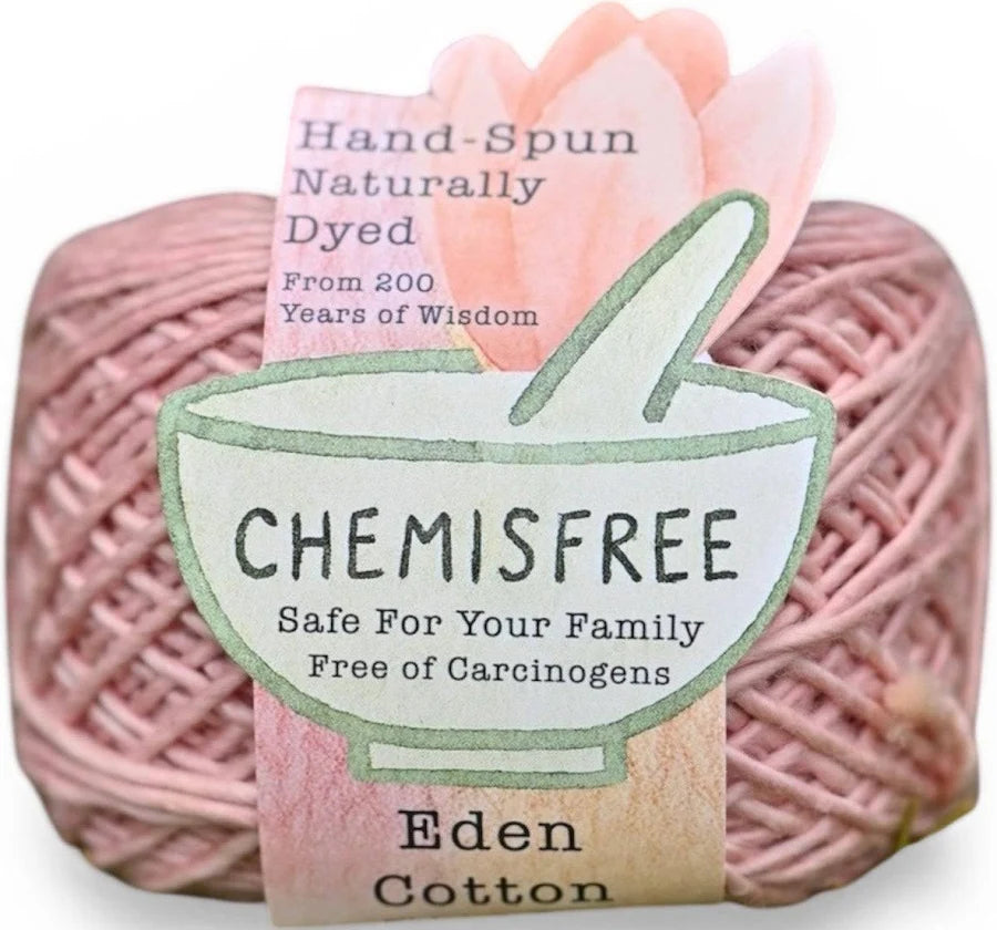 Chemisfree Eden Cotton yarn, hand-spun and naturally dyed, ideal for crafting cotton fabric projects