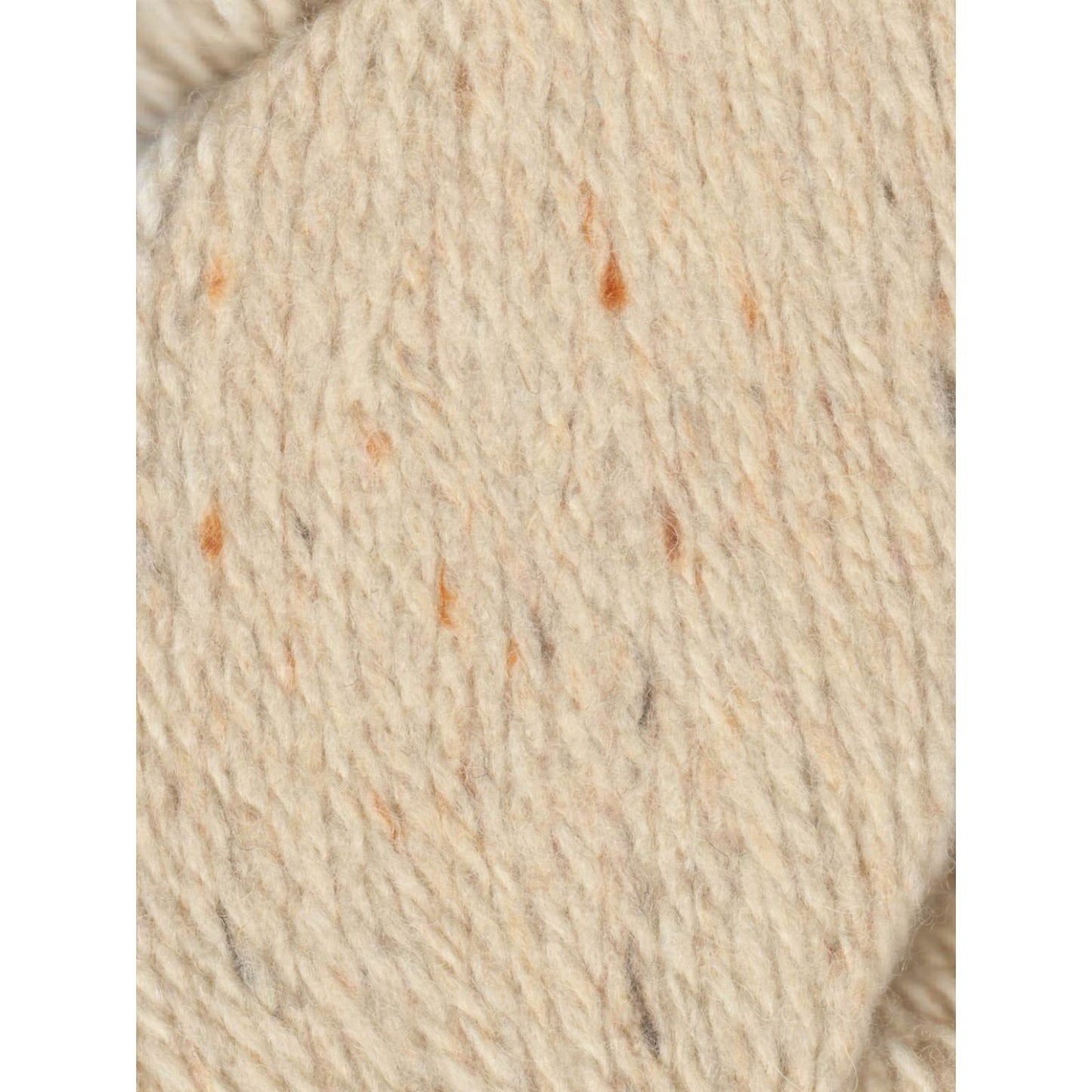 Close-up of Ella Rae Eco Tweed yarn in a light beige color with subtle flecks