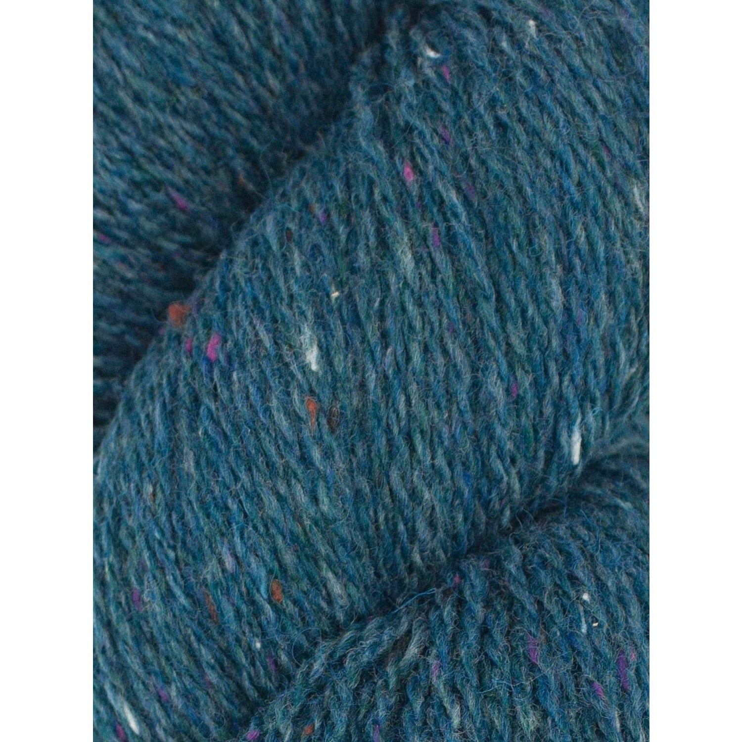 Ella Rae Eco Tweed yarn in a rich blue shade with colorful flecks for vibrant knitting projects