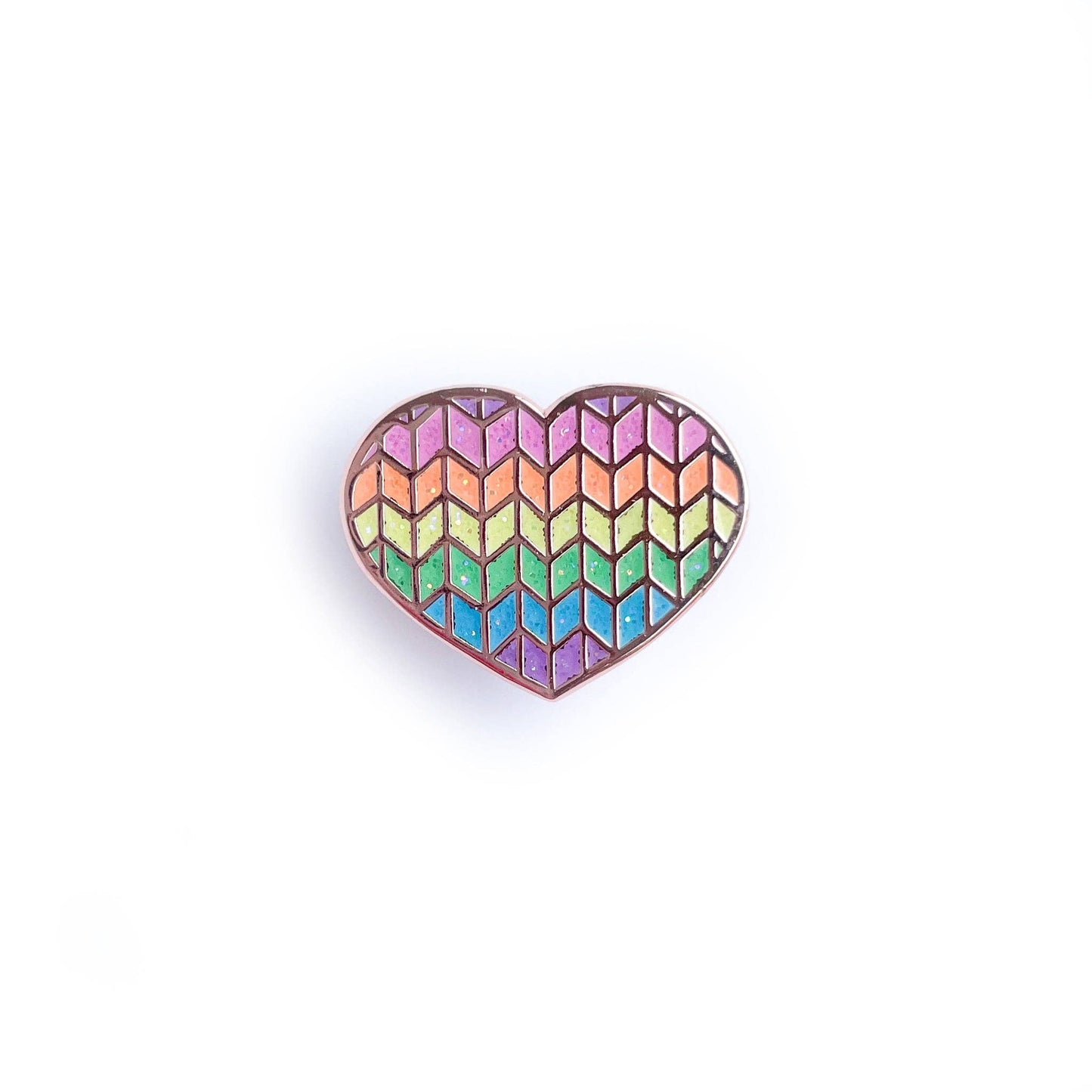 Colorful heart-shaped enamel pin pins with a geometric design for vibrant accessories