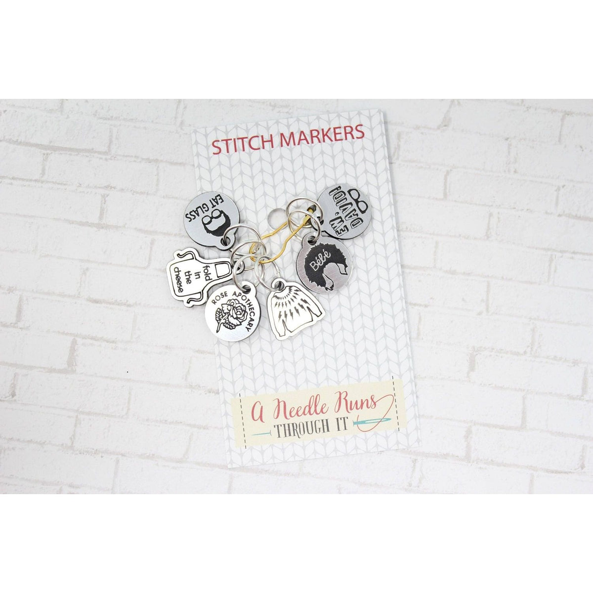 A Needle Runs Through It A Needle Runs Through It - Schitts Creek Inspired- Stitch Markers (set of 6) — view 4 · Notions