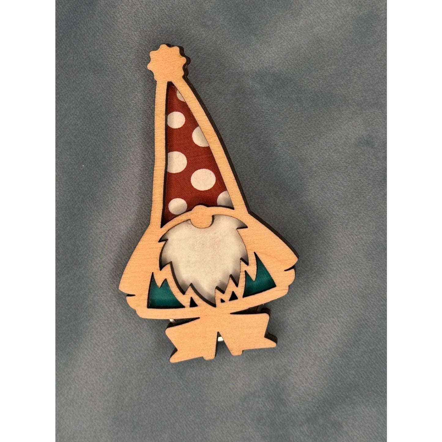 Lemonwood garden gnome in garden decorative wooden figure with polka dot hat and colorful details