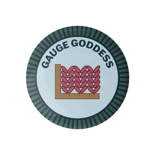 Gauge Goddess Merit Badge required for eagle showcasing a sewing theme with a ruler design