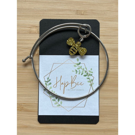 HapBee Creative Studios Glitter Yellow Bow Charm for Pandora Charm Bracelet Charms