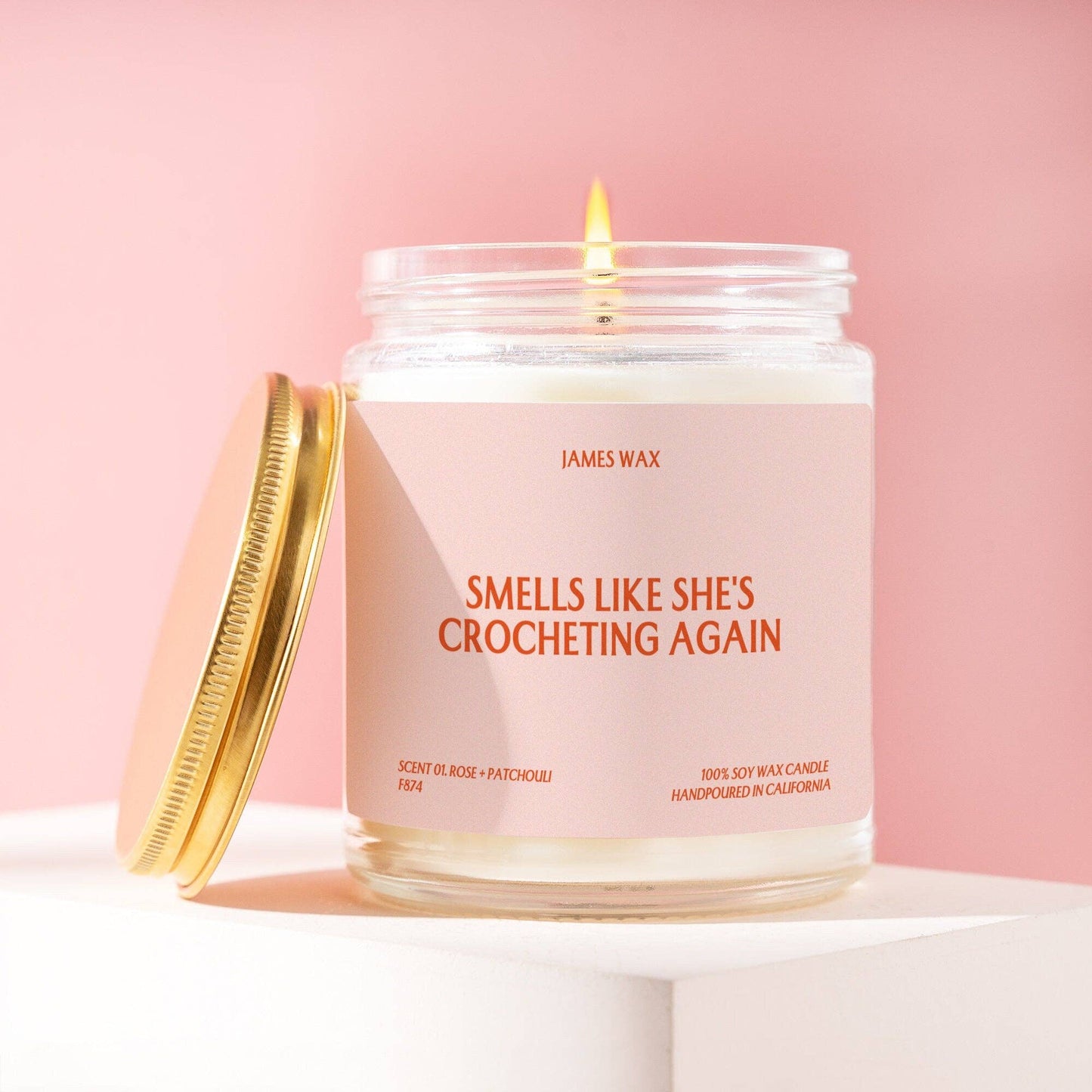 James Wax Smells Like She's Crocheting Again Candle, perfect crocheting gift candle for craft lovers