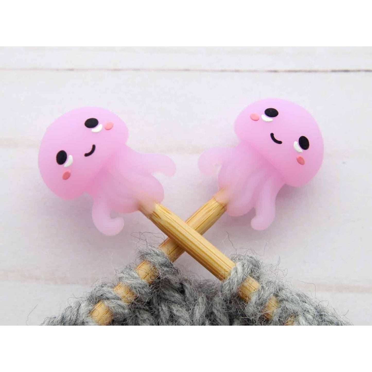Cute jellyfish pink knitting stitch markers for easy tracking of stitches