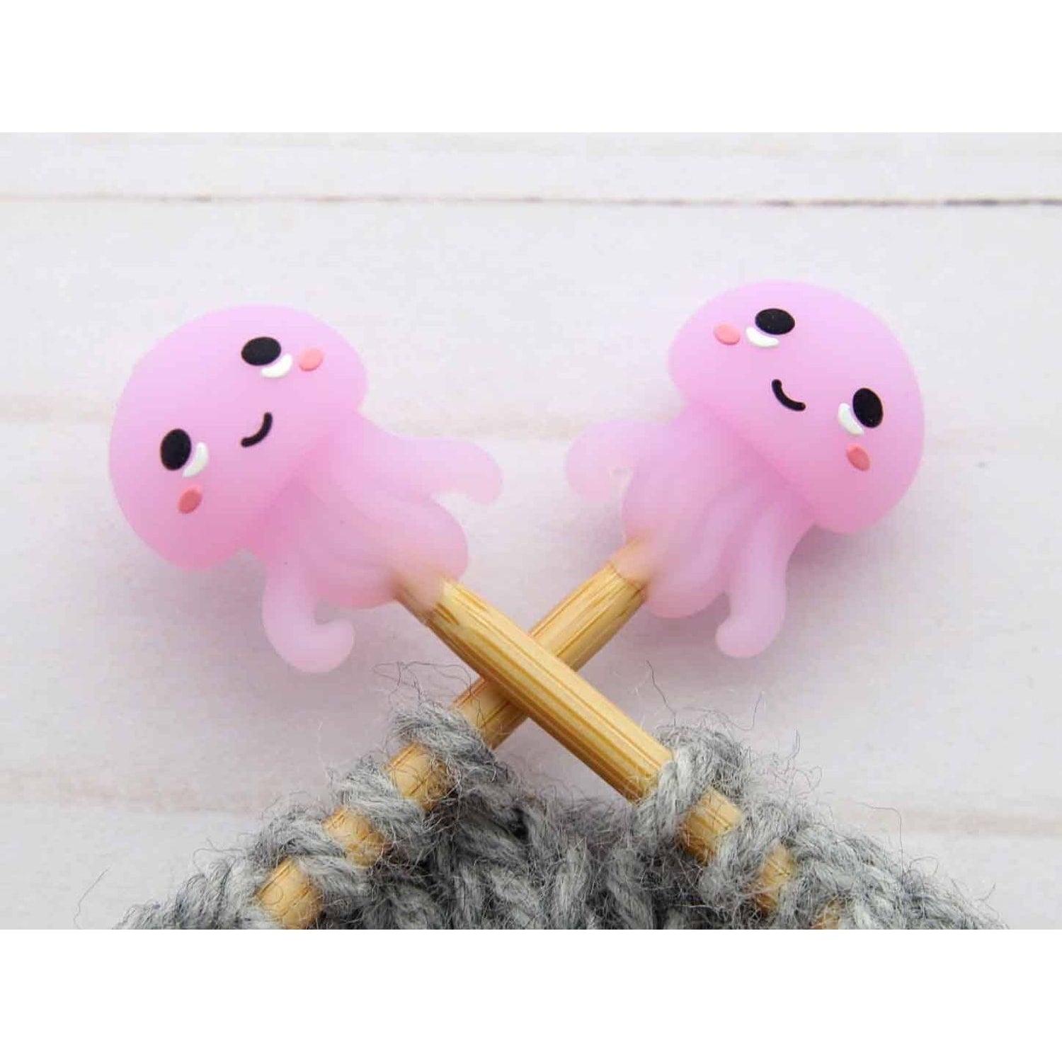 Cute jellyfish pink knitting stitch markers for easy tracking of stitches