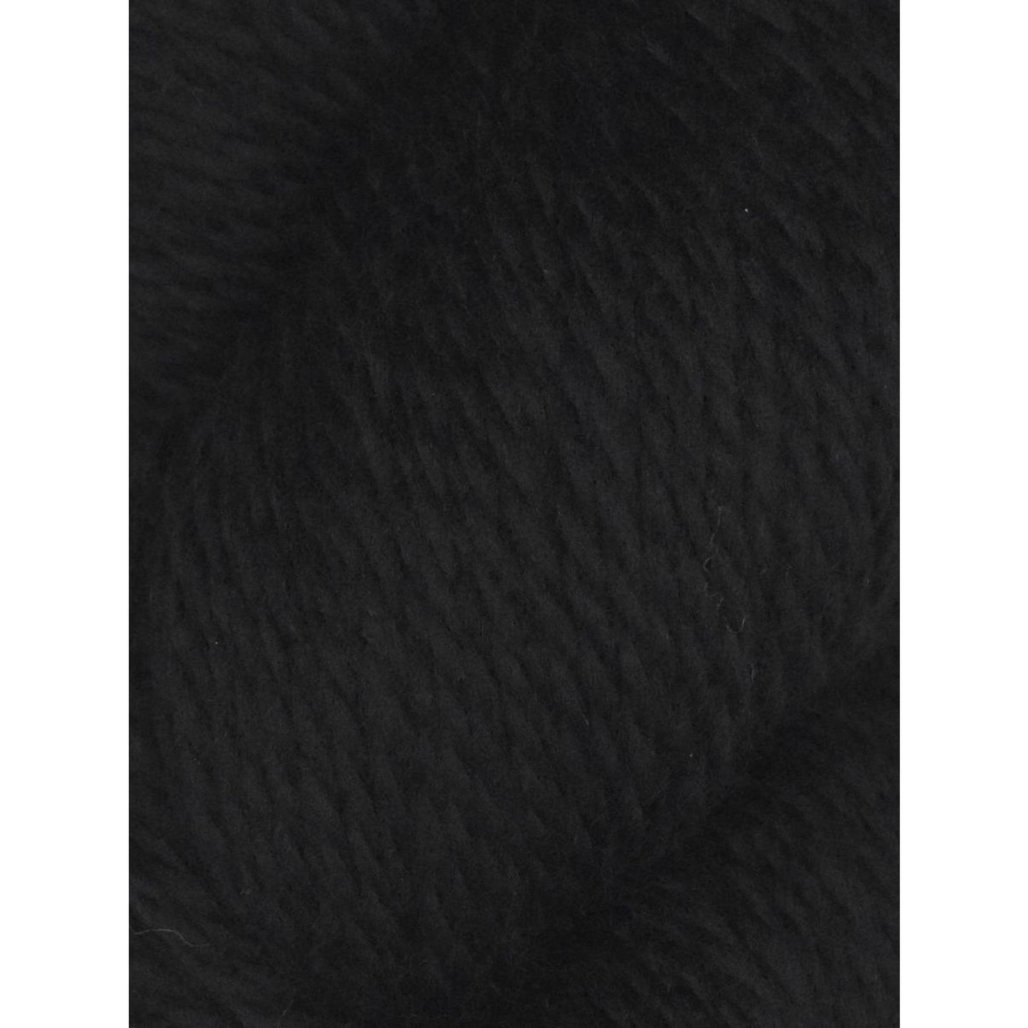 Close up of black soft wool texture in a skein Juniper Moon Farm Rambouillet yarn from Knitting Fever