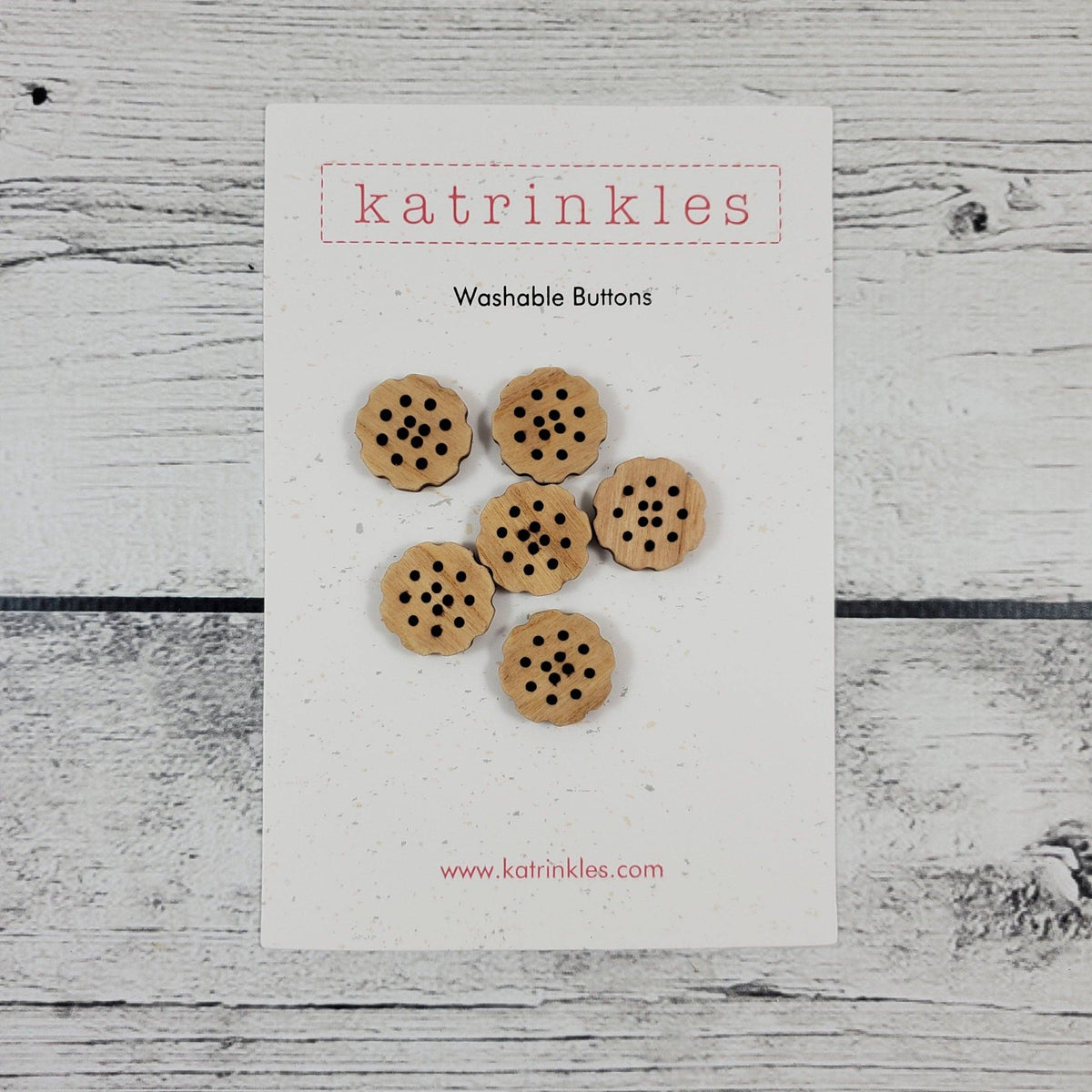 Katrinkles Washable Buttons in a flower shape resembling bachelor buttons flower, perfect for crafts