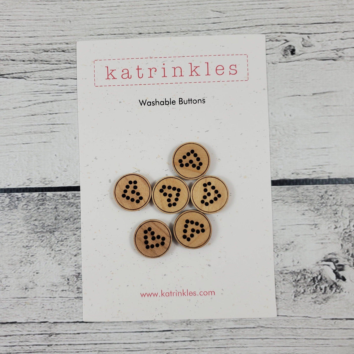 Katrinkles heart buttons set of six wooden washable buttons with dot designs for crafting