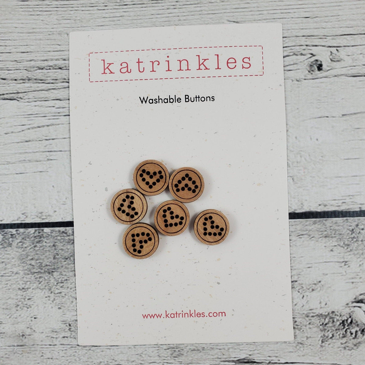 Katrinkles Washable Heart Buttons Set of Six for Crafting and Sewing Projects