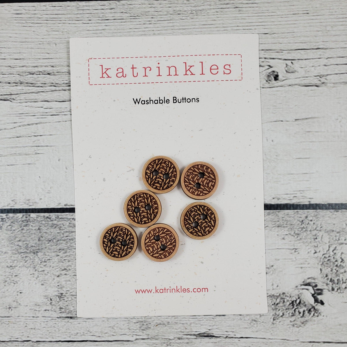 Katrinkles Washable Buttons Set featuring six unique designs for versatile use in supplies for knitting