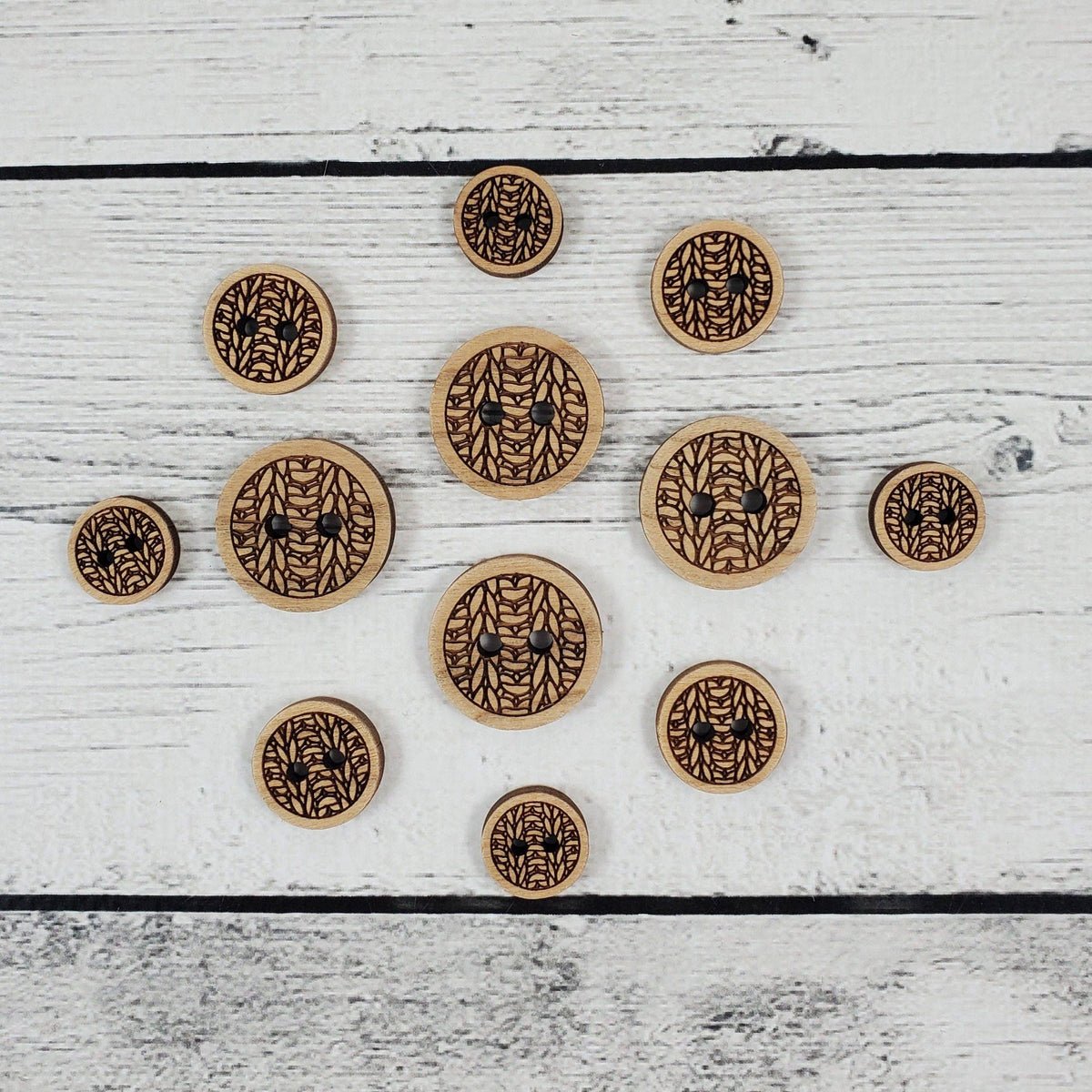 Katrinkles Wooden Buttons Set with Decorative Patterns, perfect supplies for knitting projects