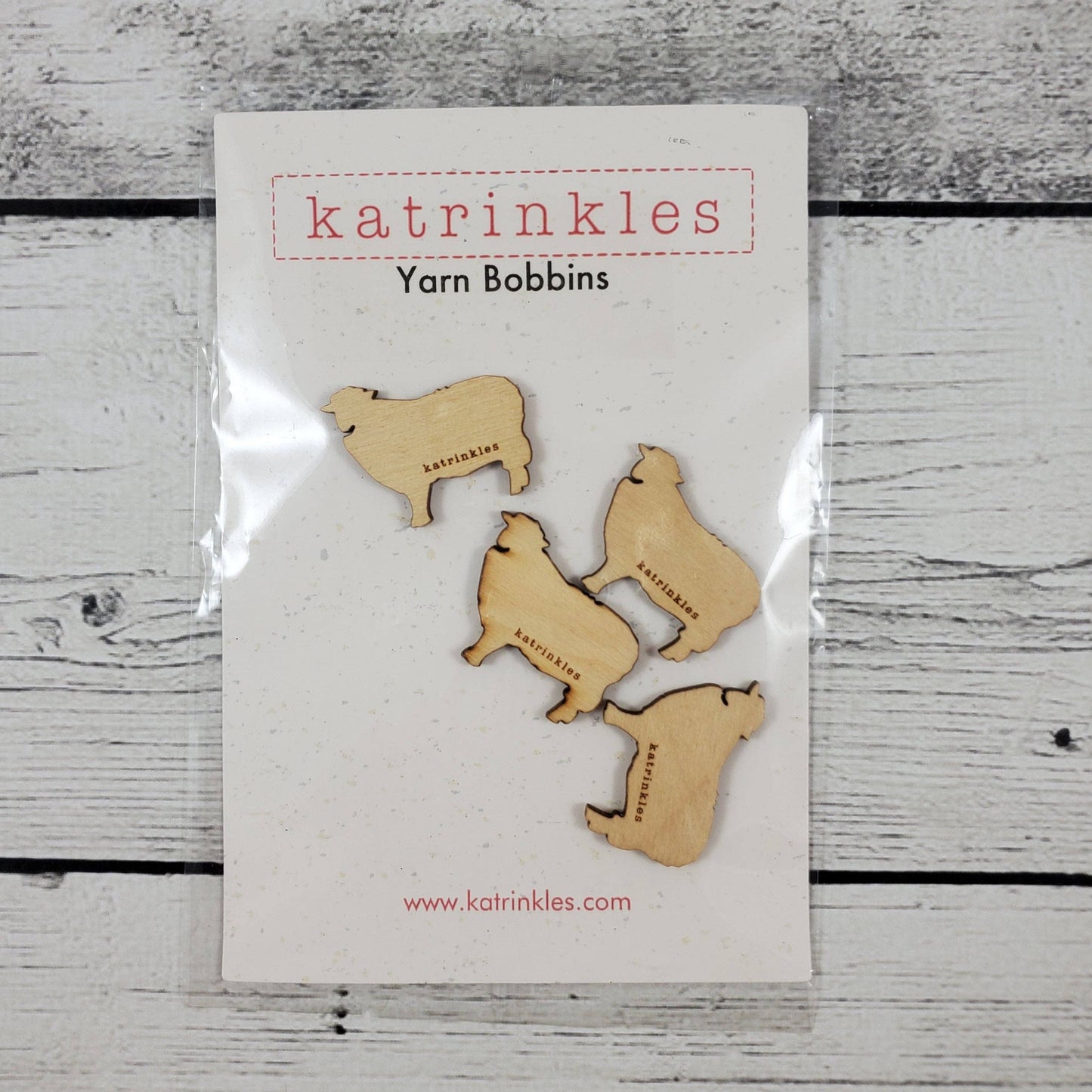 Katrinkles Vintage Wooden Bobbins Set of Four for Yarn Organization and Crafting