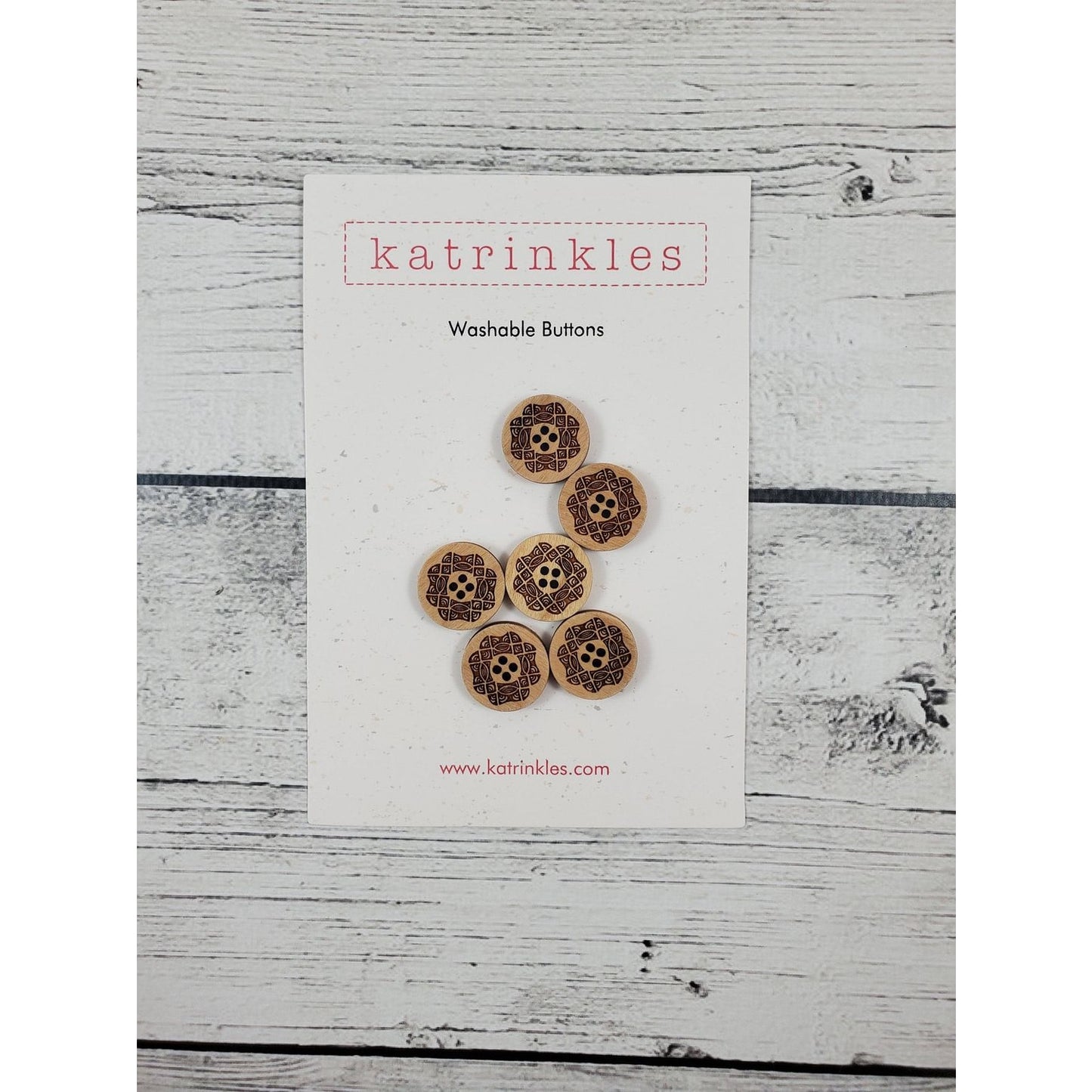Katrinkles Washable Buttons Set with Floral Design on a Card for Craft Projects