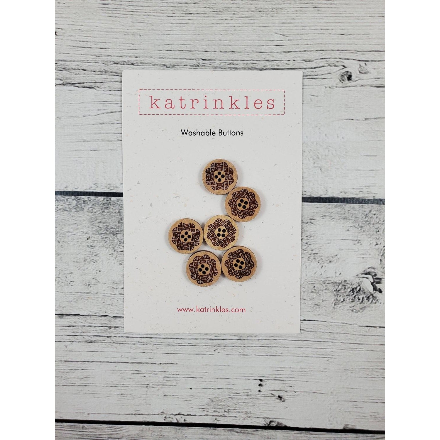 Katrinkles Washable Buttons Set with Floral Design on a Card for Craft Projects