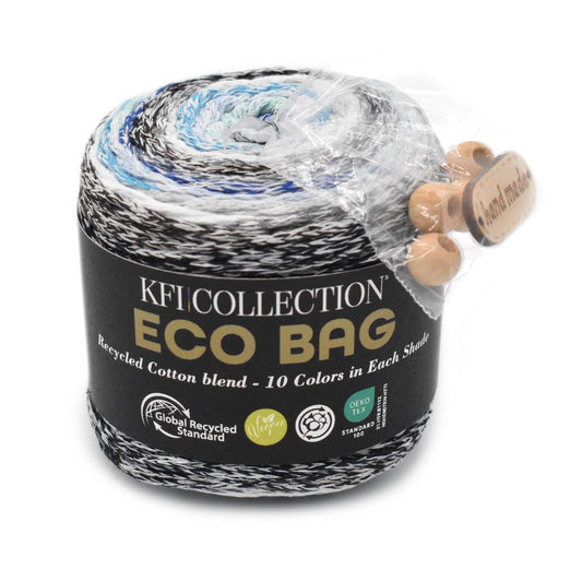 Knitting Fever KFI Collection Eco Bag yarn roll with recycled cotton blend in multiple colors