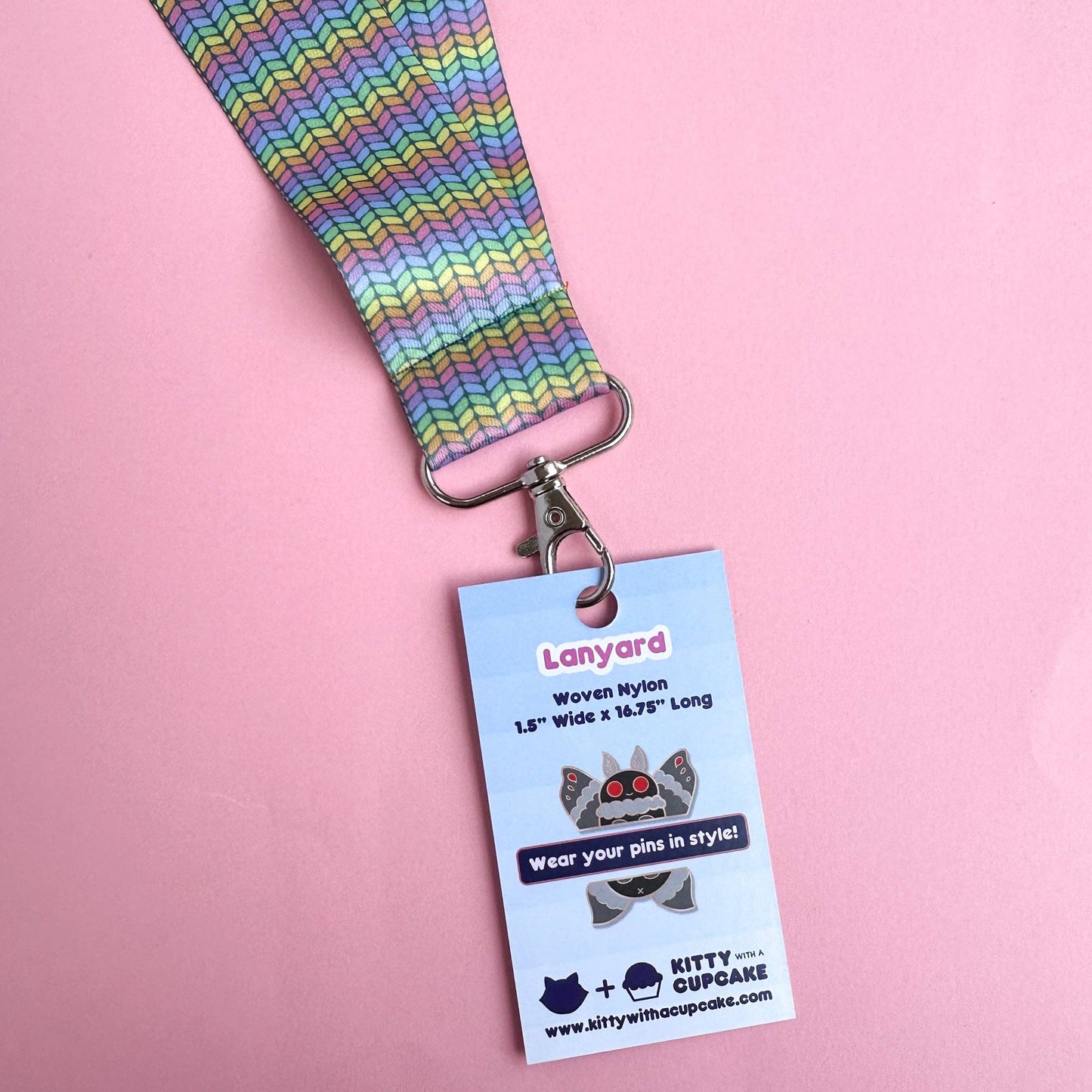 Colorful hello kitty lanyard made of woven nylon, perfect for carrying pins and IDs