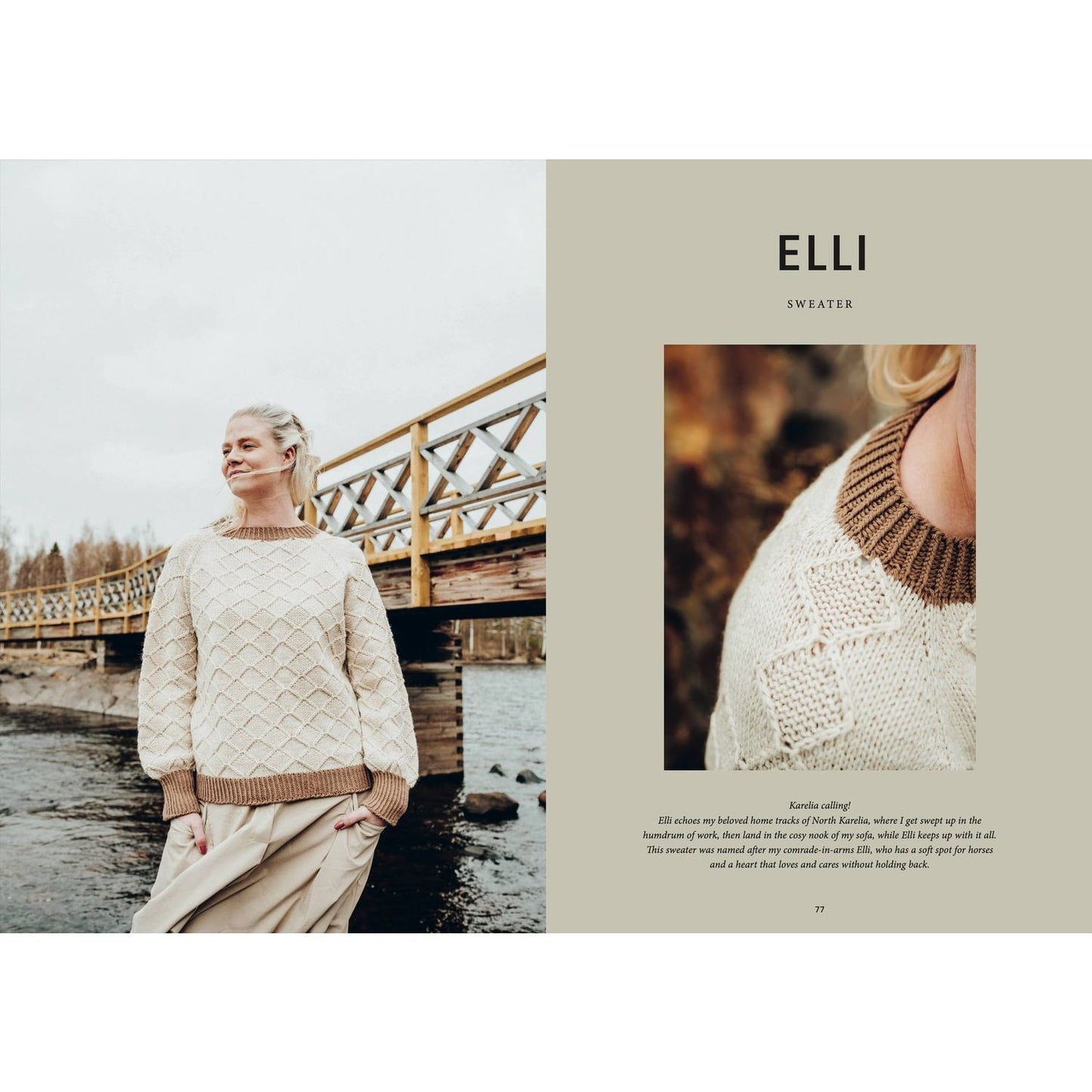 Cozy Elli Sweater featuring a textured design, perfect for wearing casual or over a knitting cable sweater