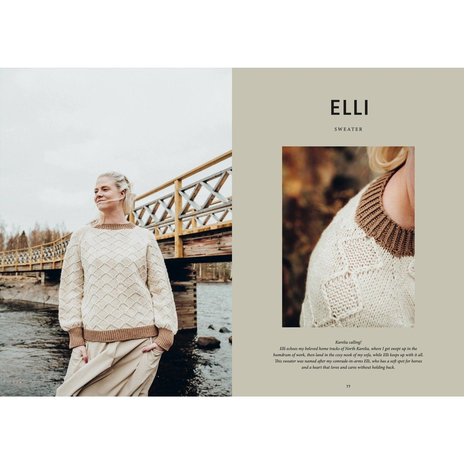 Cozy Elli Sweater featuring a textured design, perfect for wearing casual or over a knitting cable sweater