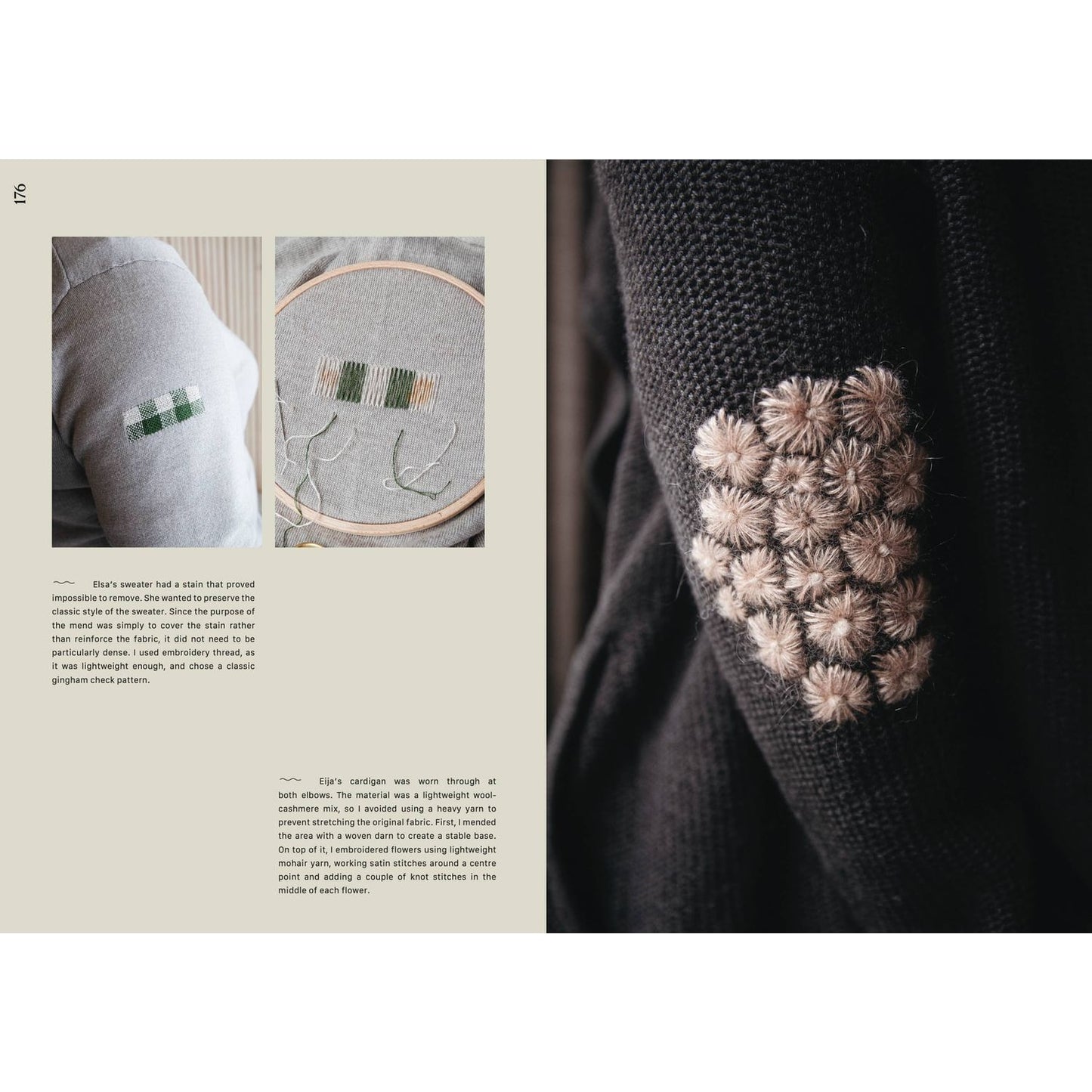 Cozy Publishing knitting knits projects showcasing intricate embroidery techniques on fabrics