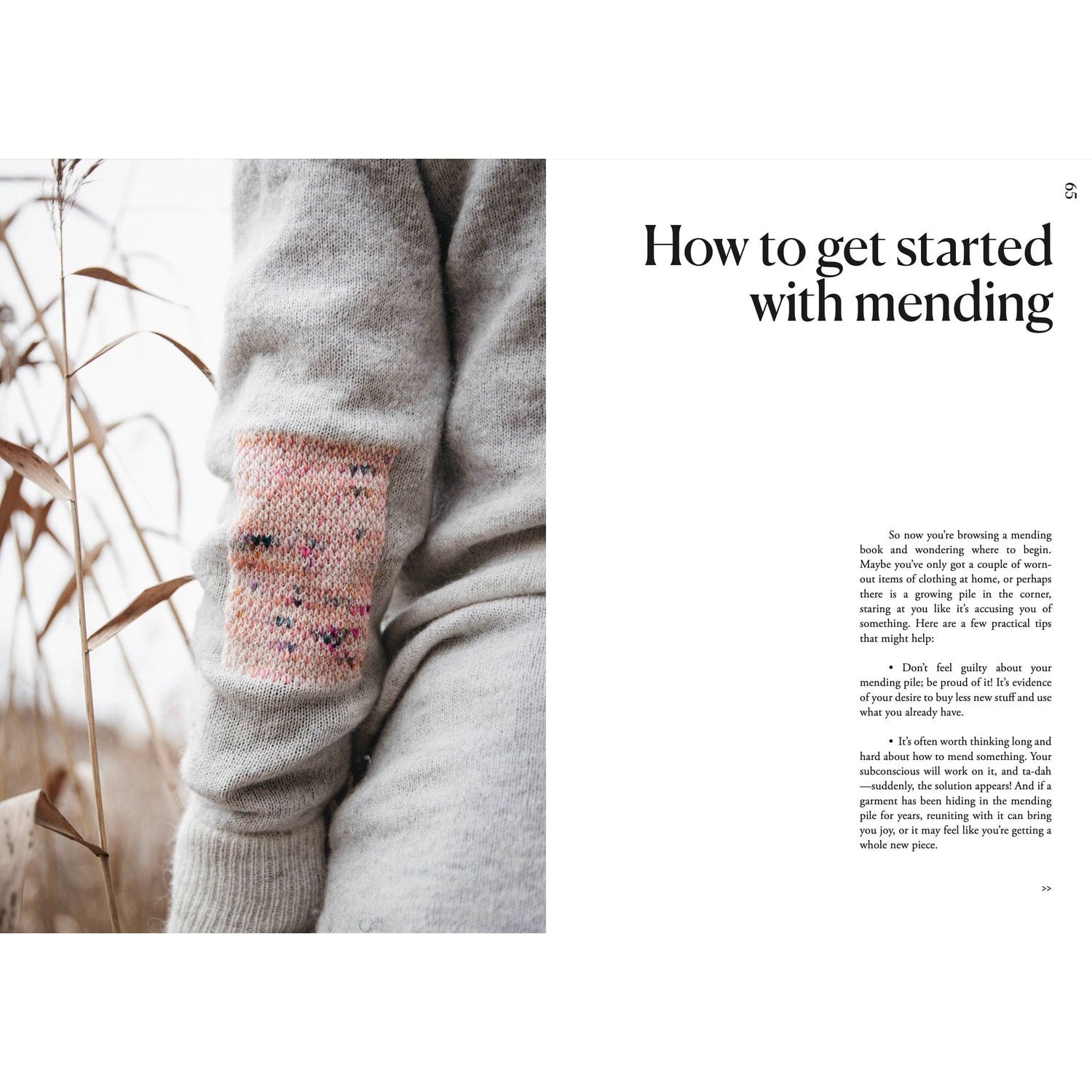 How to Get Started with Mending Guide featuring knitted patch on sweater for knitting knits enthusiasts