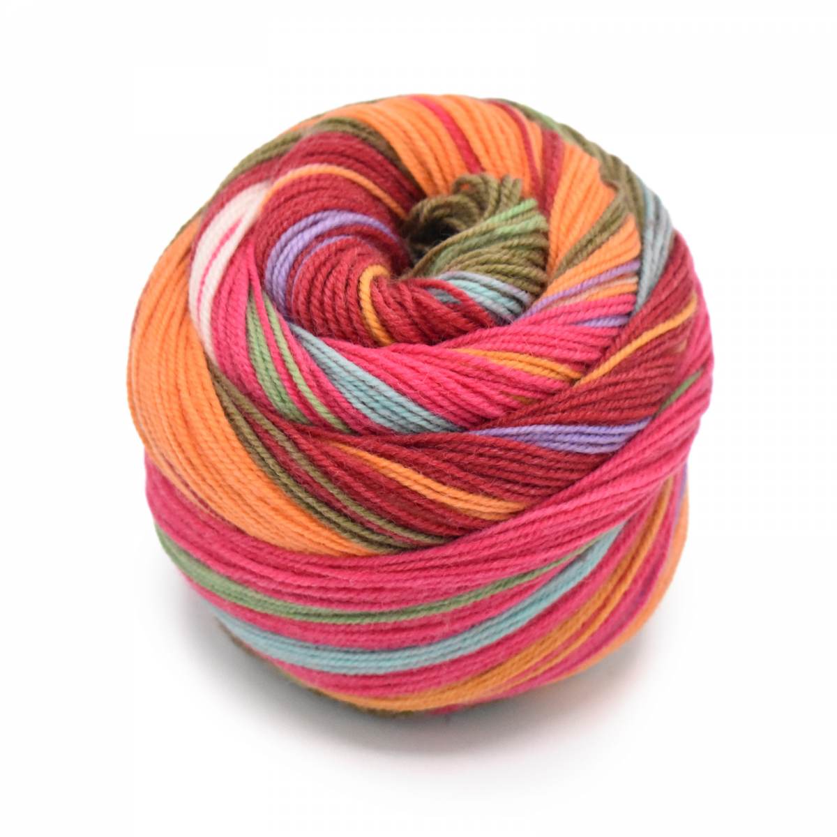 Laines du Nord Indulgence sock yarn in vibrant rainbow colors for creative knitting projects