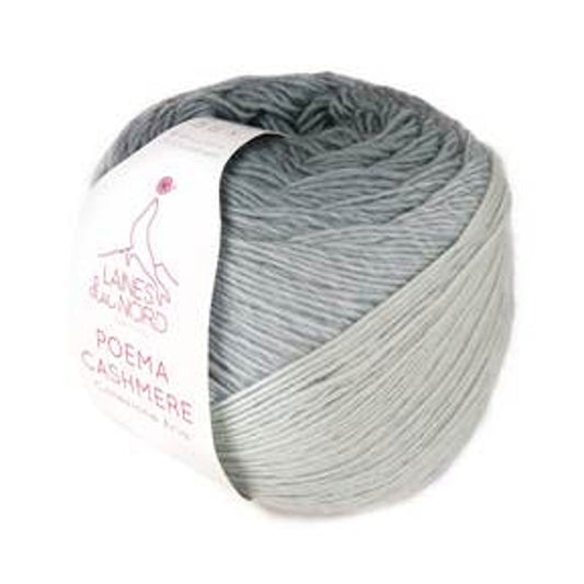 Knitting Fever Laines du Nord luxury yarn Poema Cashmere in soft gray gradient color