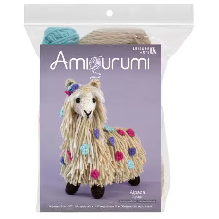 Leisure Arts amigurumi kit lamb for crafting a cute, colorful alpaca plush toy
