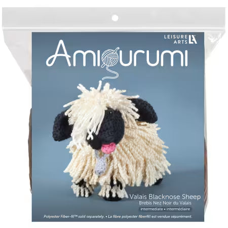 Leisure Arts amigurumi kit lamb with fluffy white yarn for creating a cute sheep toy
