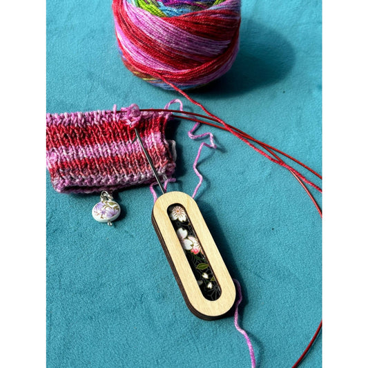 Lemonwood elementary stitch marker set with floral inlay and vibrant yarn for knitting enthusiasts
