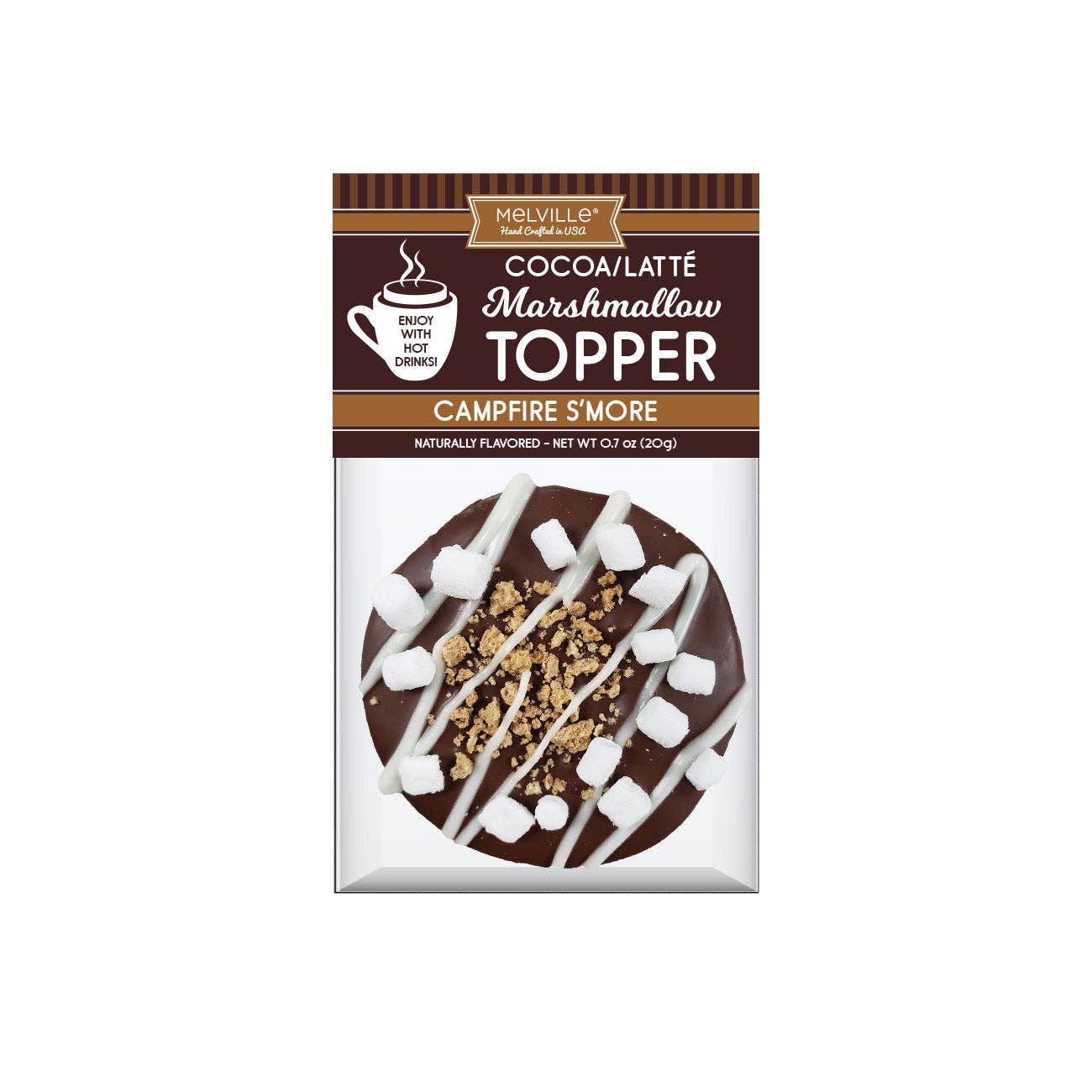 Melville Candy cocoa toppers Campfire S'more with marshmallows and chocolate drizzle for hot drinks