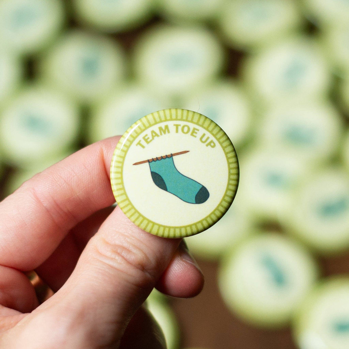 Camp Stitchwood Team Toe Up Pin with merit badge required for eagle design for scouts