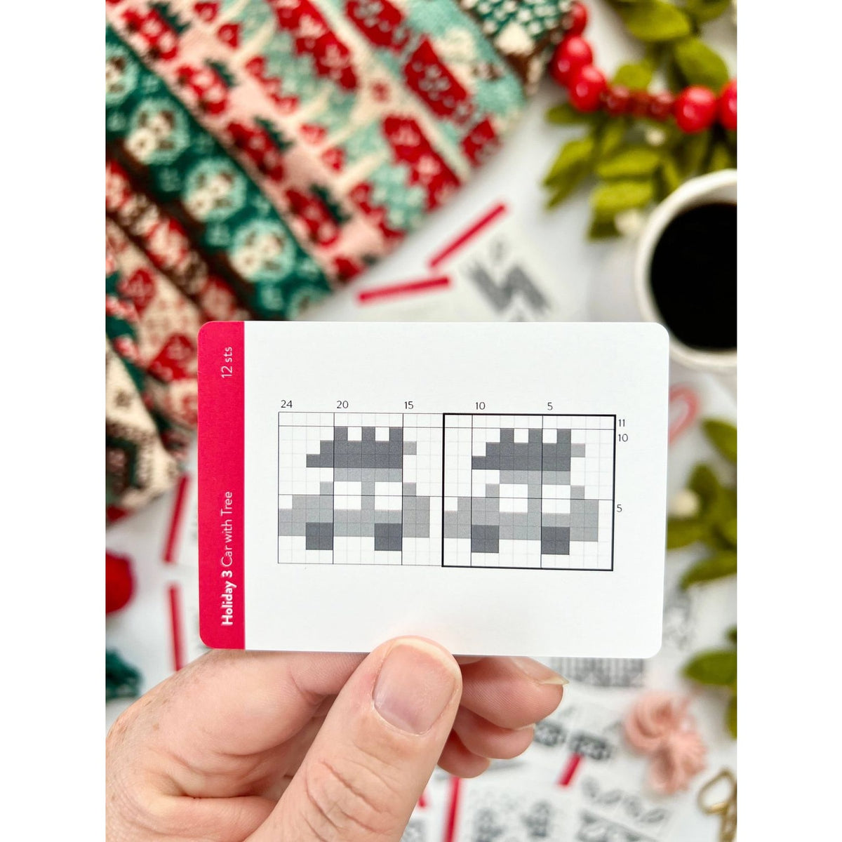 Twice Sheared Sheep Christmas holiday cards featuring festive knitting patterns for the holidays